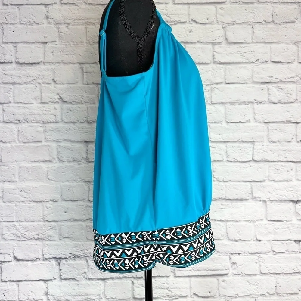 NWT Swimsuits For All Loop Strap Blouson Tankini Top Plus Size 24 Turquoise - Picture 3 of 9